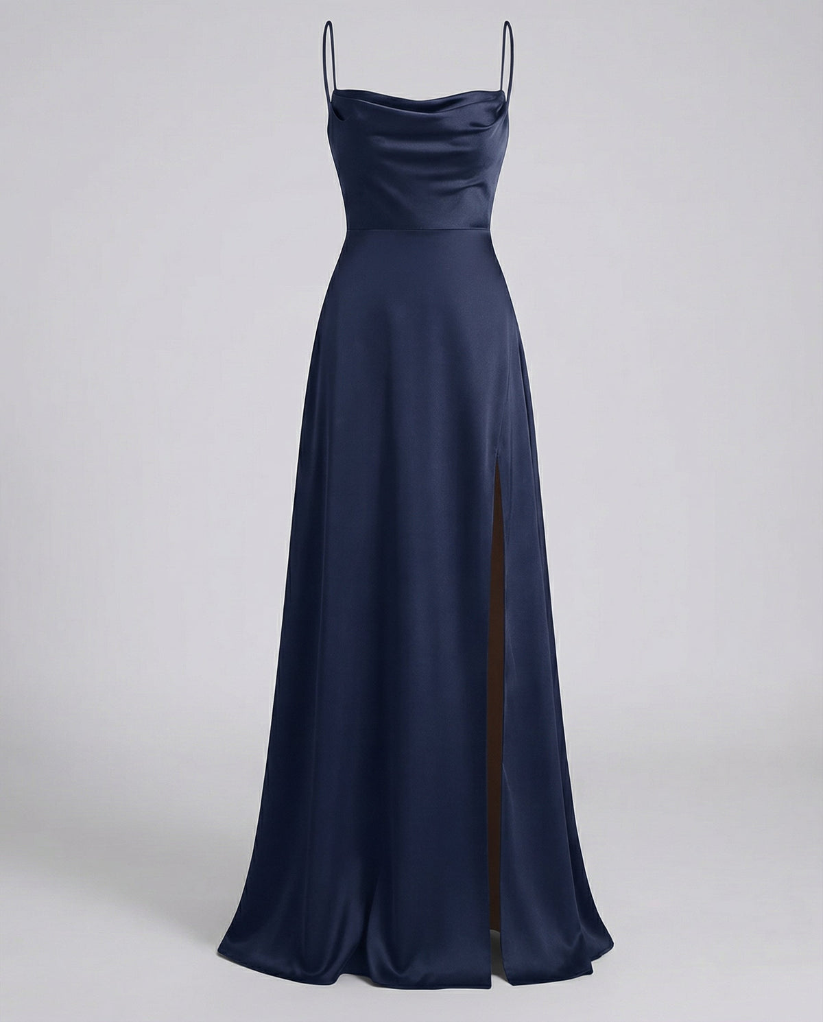 Vestido Longo Feminino com Alças Finas e Fenda Lateral