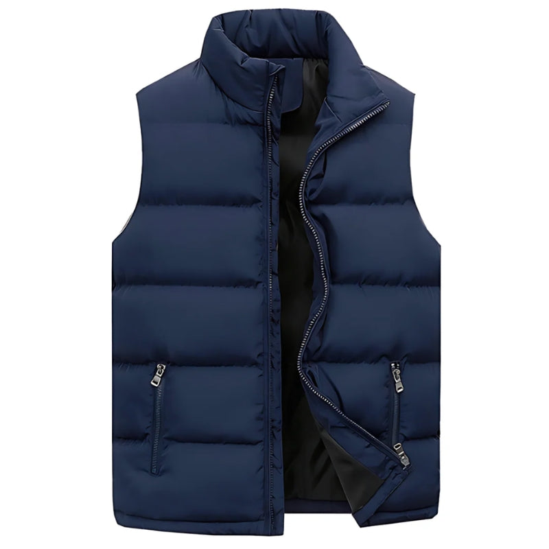 Lux | Homem Colete Acolchoado Sem Mangas Gola Alta com Fecho de Correr