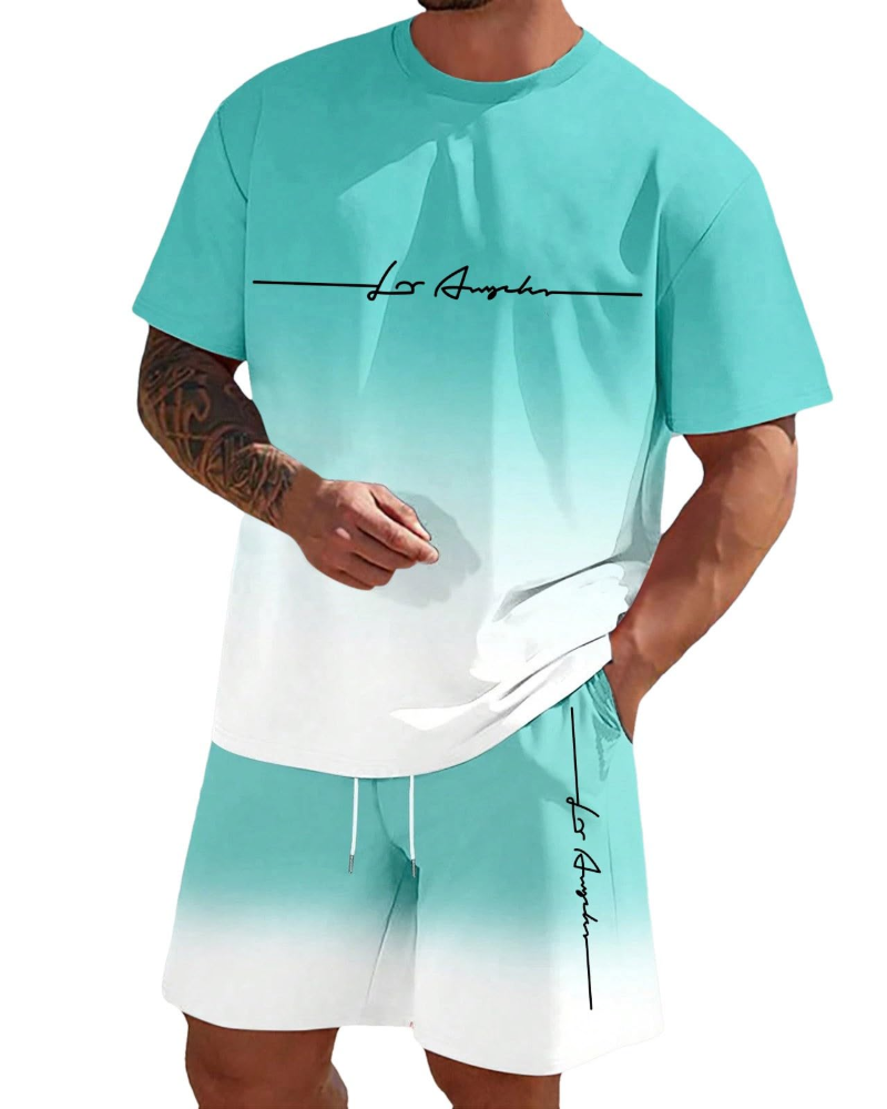 Conjunto Homem Verão | T-shirt e Calções Respirável, 2 Peças