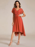 Vestido de Mulher em Chiffon Assimétrico | Cintura Império