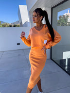 Xanthe | Conjunto Feminino 2 Peças Midi Saia e Sweatshirt