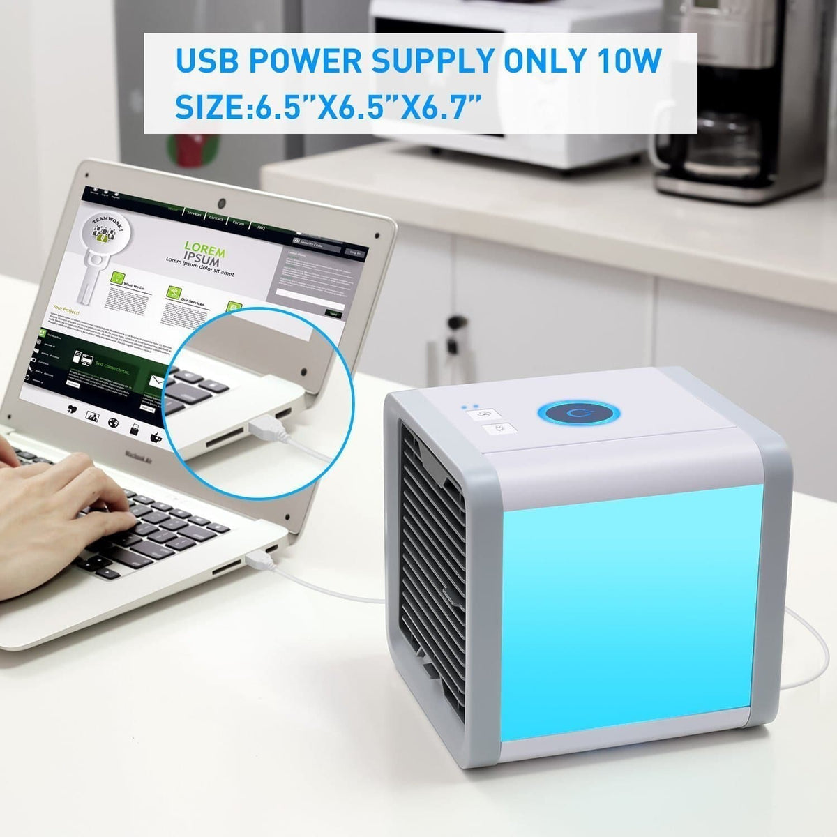 Wynne | Ar Condicionado Portátil 3 em 1 | Refrigerador, Humidificador e Purificador | USB, 500ml