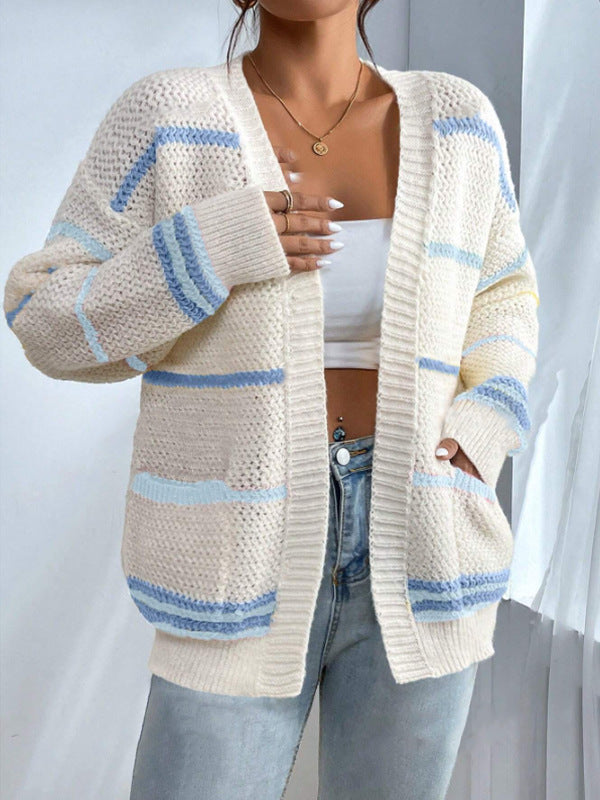 Willa | Mulheres Cardigan de Malha Oversized com Listras