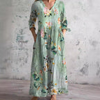Cleo | Vestido Floral Feminino Decote V Leve
