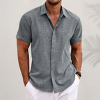 Luna | Camisa de Linho Masculina Manga Curta