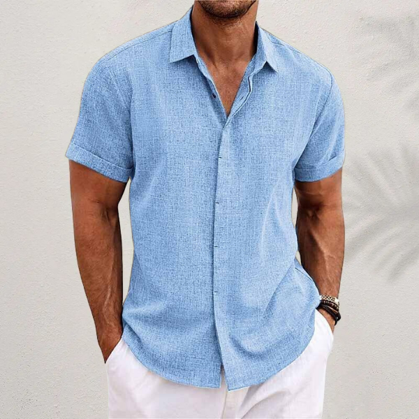 Luna | Camisa de Linho Masculina Manga Curta