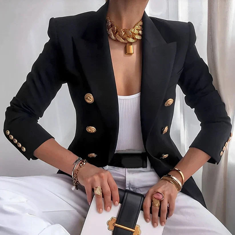 Blazer Feminino | Ombros Estruturados, Corte Elegante | Botão Único, Social