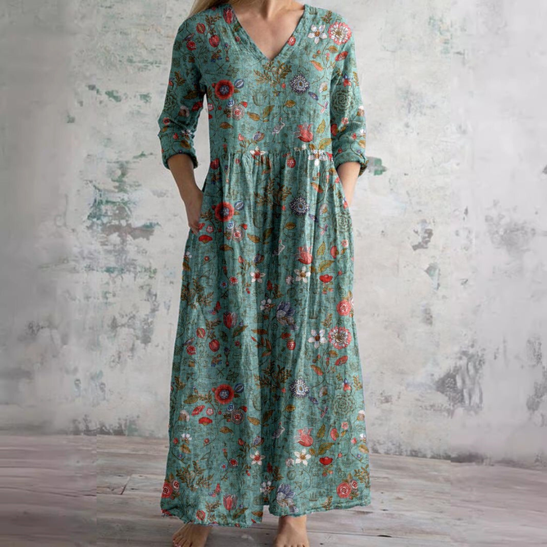 Cleo | Vestido Floral Feminino Decote V Leve