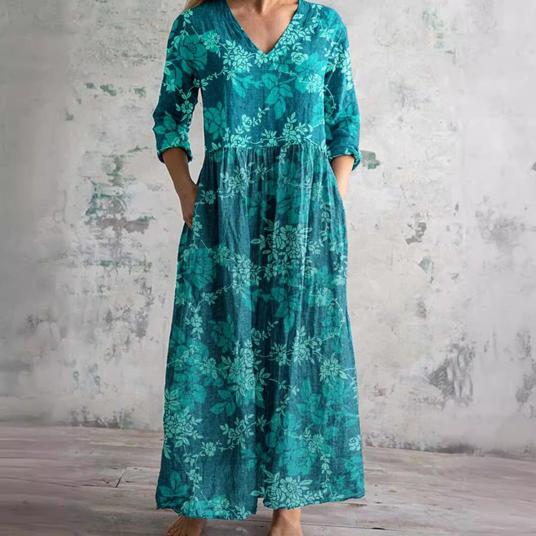 Cleo | Vestido Floral Feminino Decote V Leve
