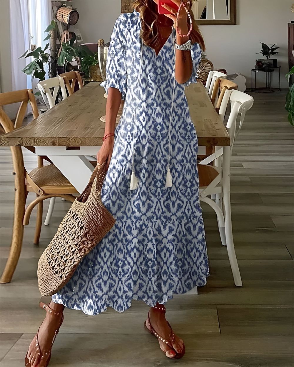 Talia | Vestido Feminino Boho Maxi com Franjas