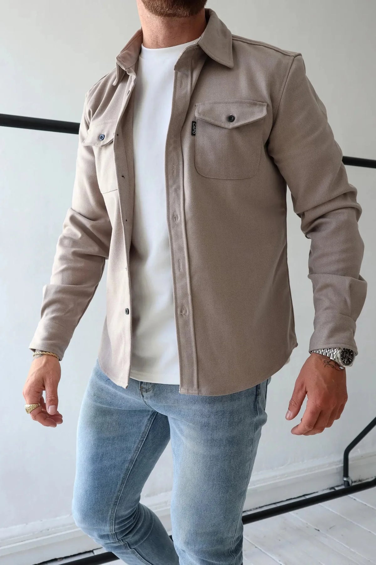 Wren | Camisa Jaqueta Masculina Manga Longa com Bolsos no Peito