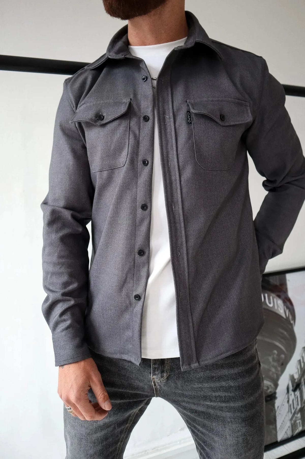 Wren | Camisa Jaqueta Masculina Manga Longa com Bolsos no Peito