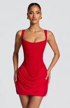 Della | Mulher Vestido Mini Decote Quadrado Costas com Atacadores