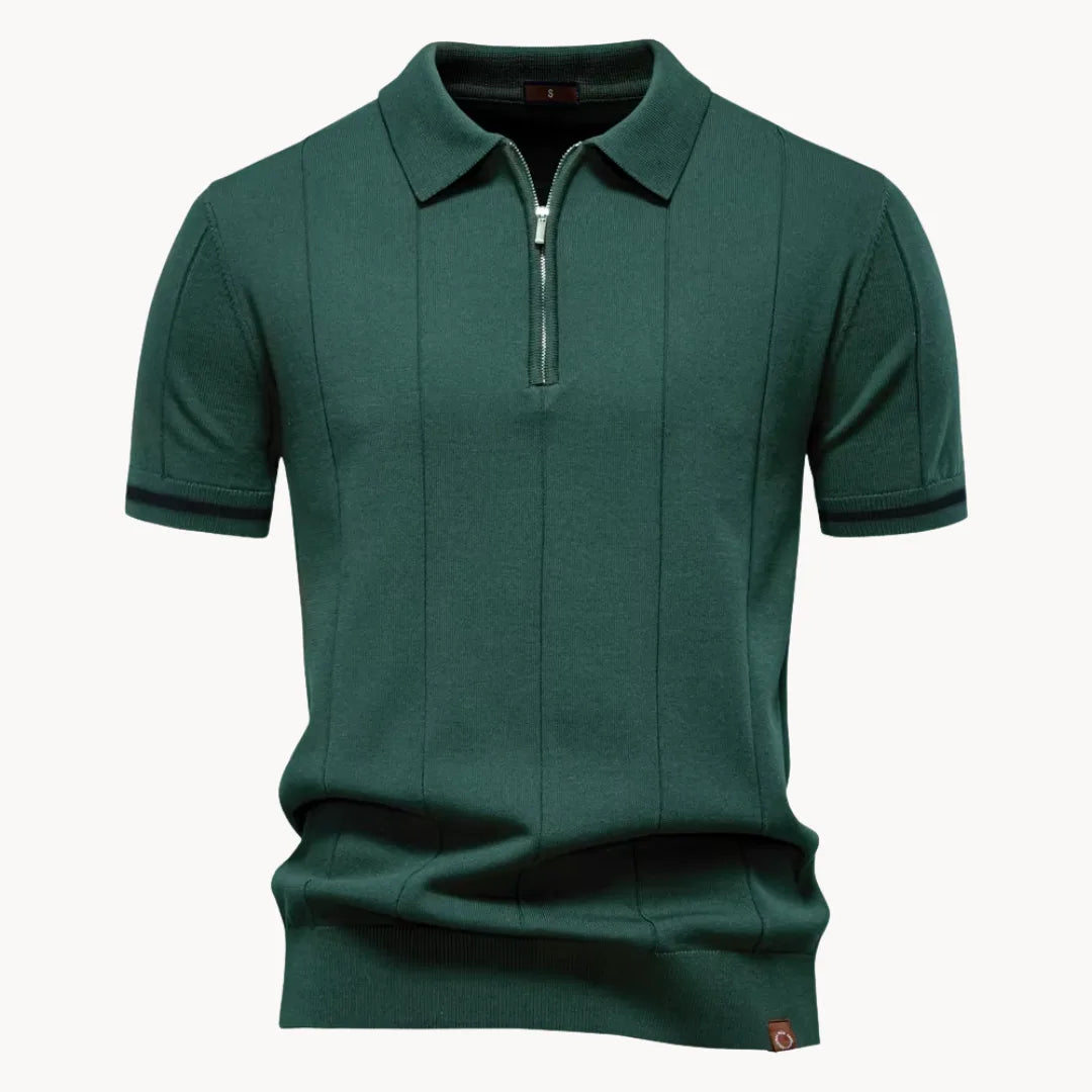Romy | Homem Polo Malha Gola com Fecho Zip Regular Fit