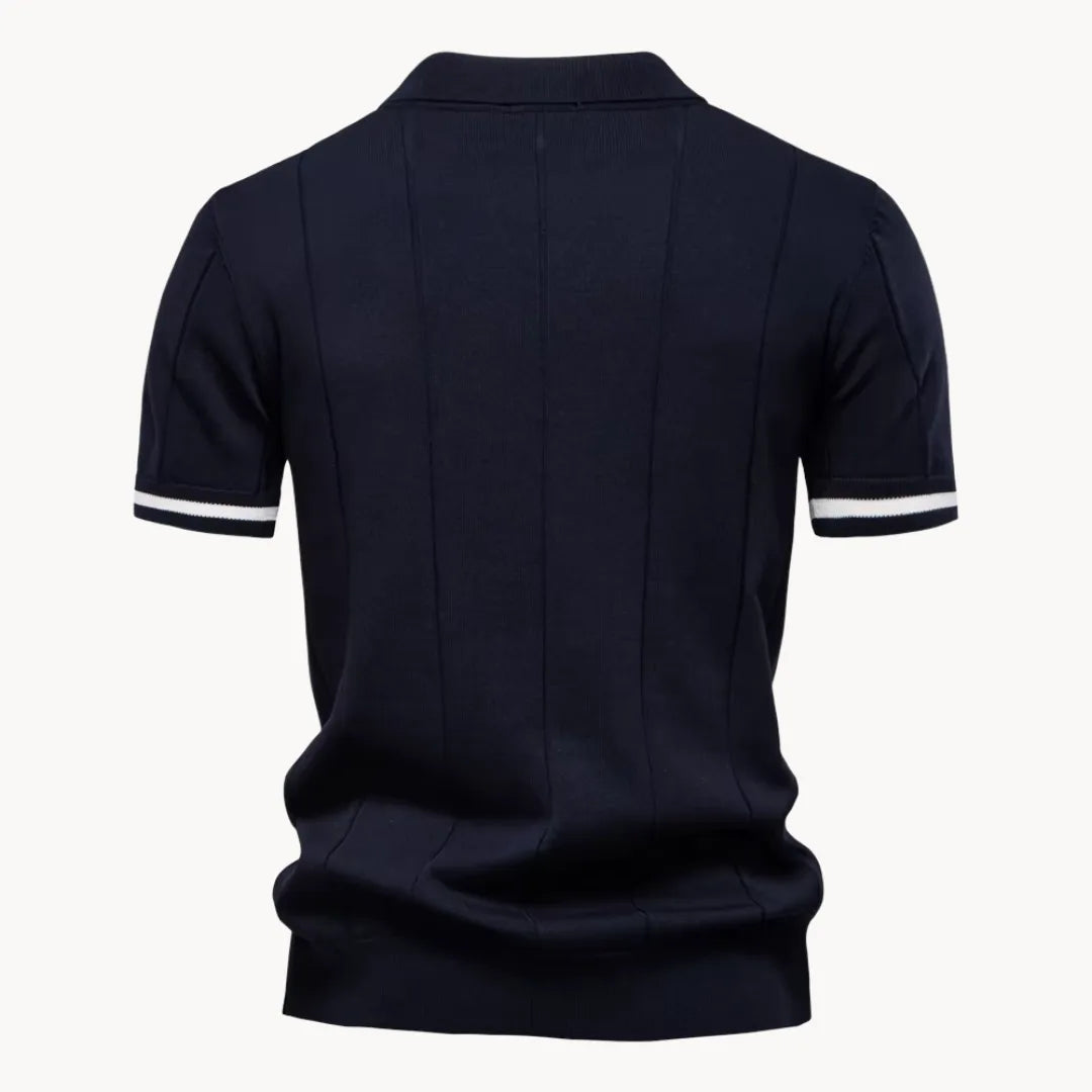 Romy | Homem Polo Malha Gola com Fecho Zip Regular Fit