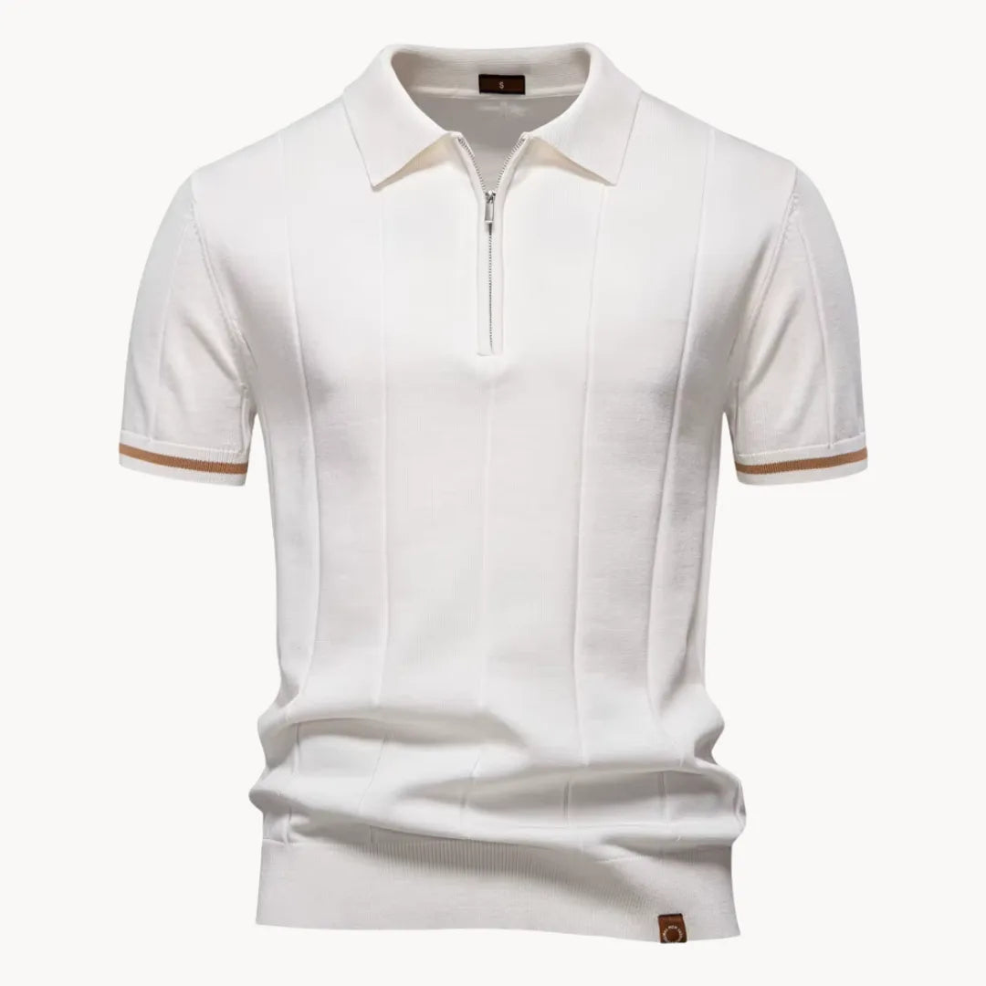 Romy | Homem Polo Malha Gola com Fecho Zip Regular Fit