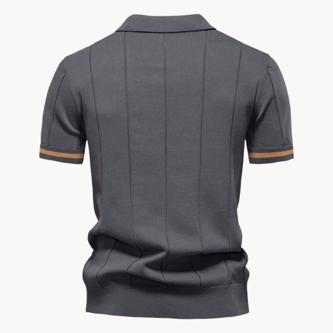 Romy | Homem Polo Malha Gola com Fecho Zip Regular Fit