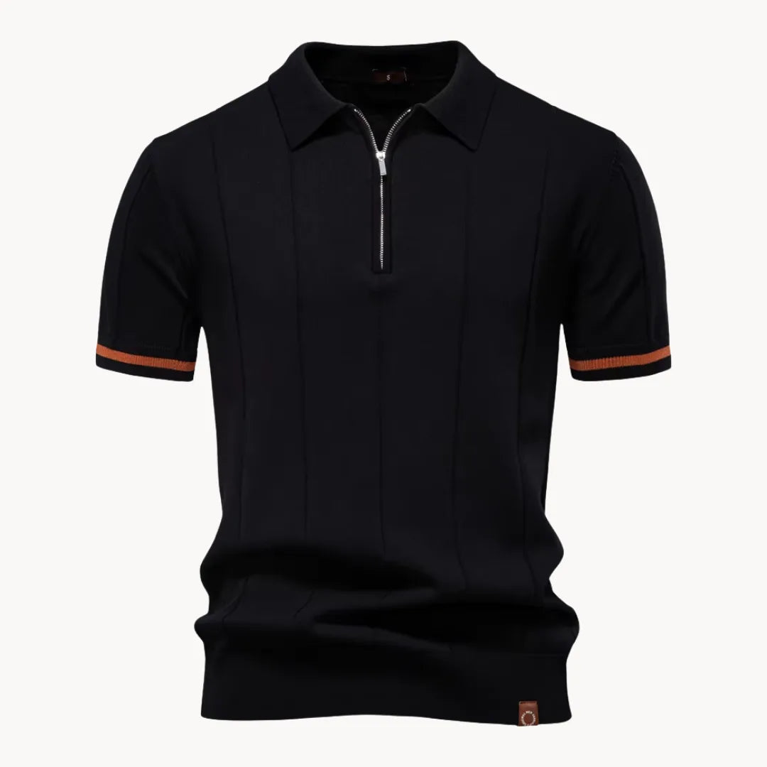 Romy | Homem Polo Malha Gola com Fecho Zip Regular Fit