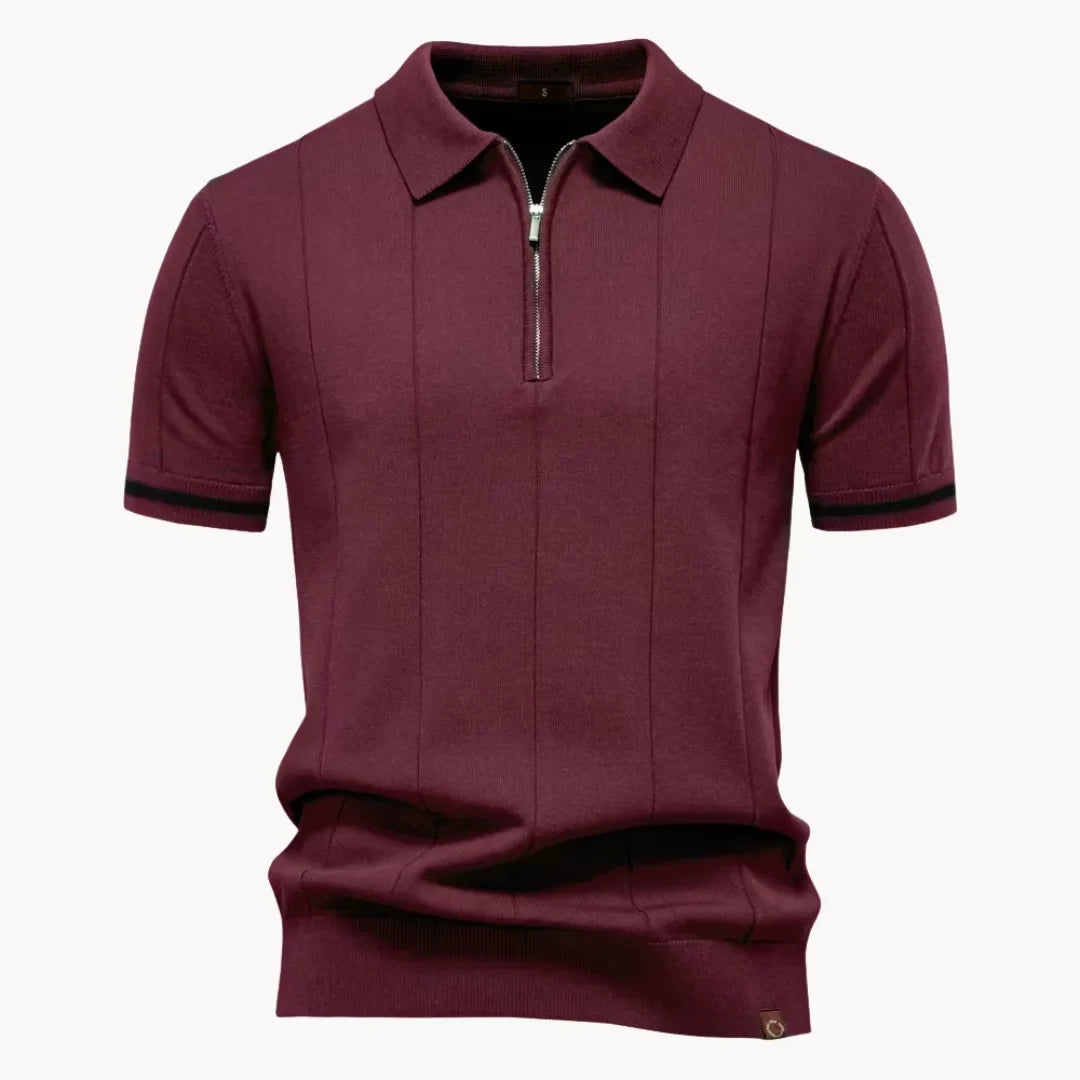 Romy | Homem Polo Malha Gola com Fecho Zip Regular Fit