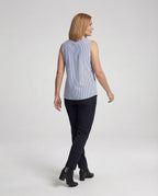 Sage | Blusa sem Mangas Feminina | Riscas, Gola Alta | Algodão, Casual