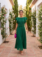 Vestido Plissado de Mulher | Ocasiões Especiais | Cintura Drapeada
