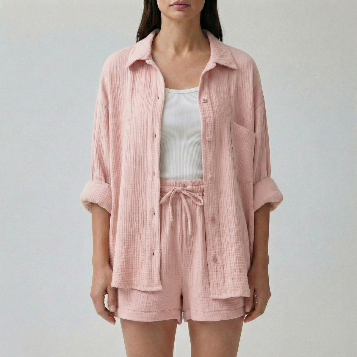 Conjunto Feminino Shorts | Blusa Oversized Alta Cintura | Relaxado