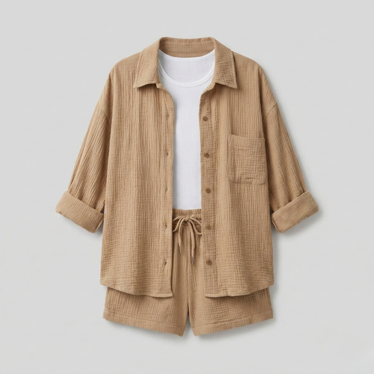 Conjunto Feminino Shorts | Blusa Oversized Alta Cintura | Relaxado