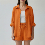 Conjunto Feminino Shorts | Blusa Oversized Alta Cintura | Relaxado