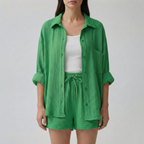 Conjunto Feminino Shorts | Blusa Oversized Alta Cintura | Relaxado