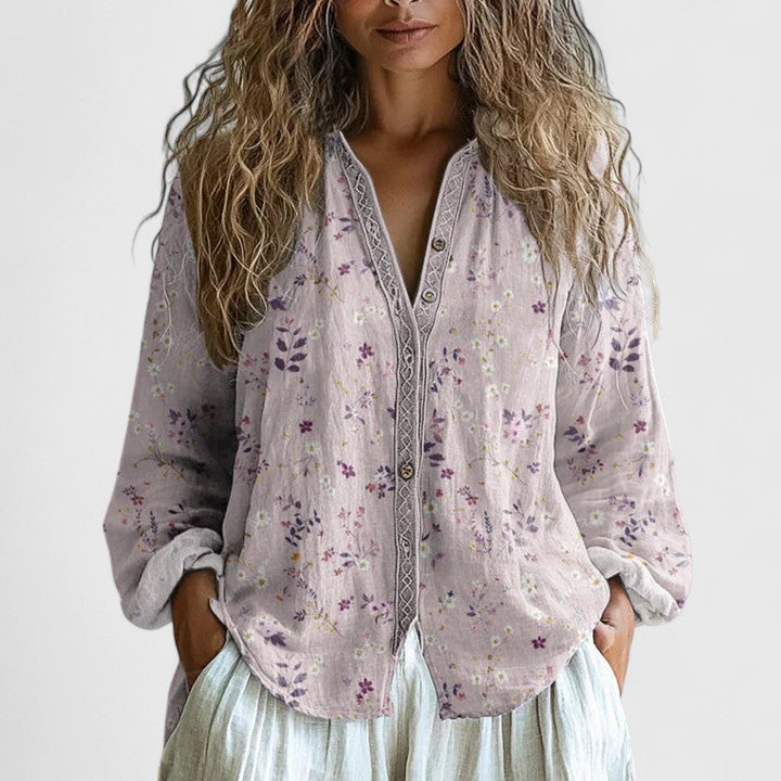 Linnea | Blusa Feminina Estampa Folhas Retro