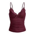 Top Curto Y2K | Decote V, Renda, Ajustado