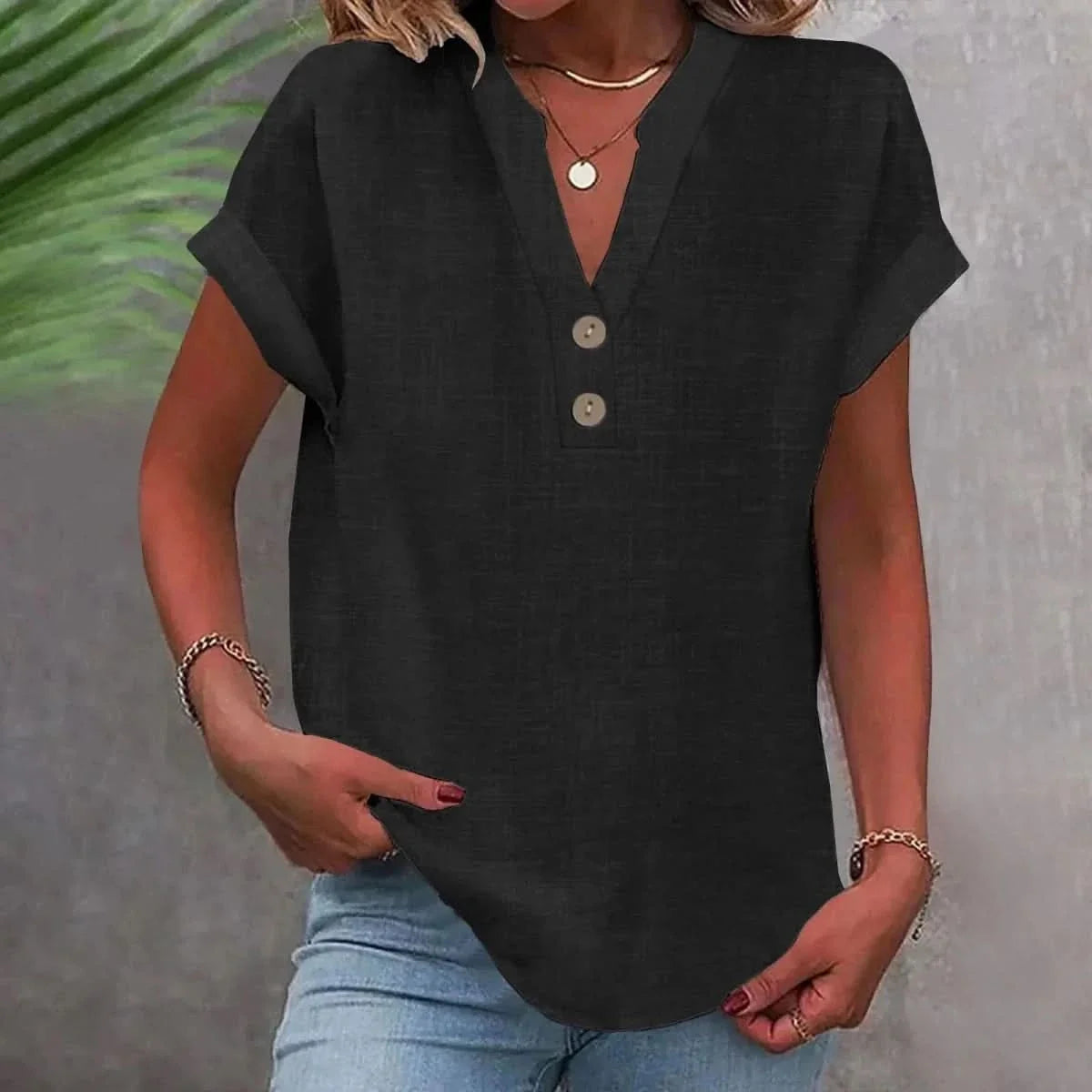 Ottoline | Mulher Camisa Linho Decote V