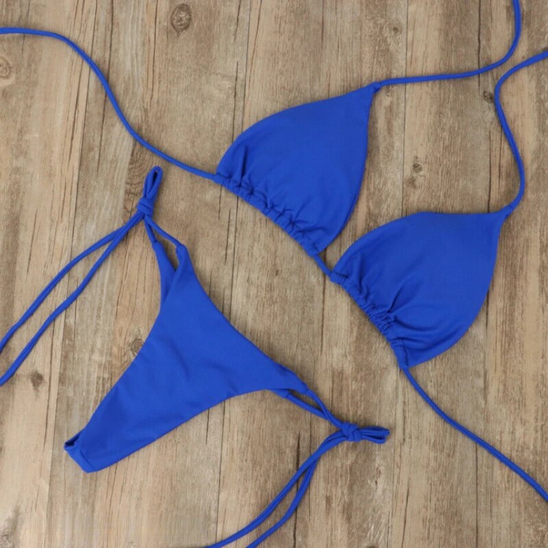 Biquíni feminino microperfurado para um bronzeado uniforme