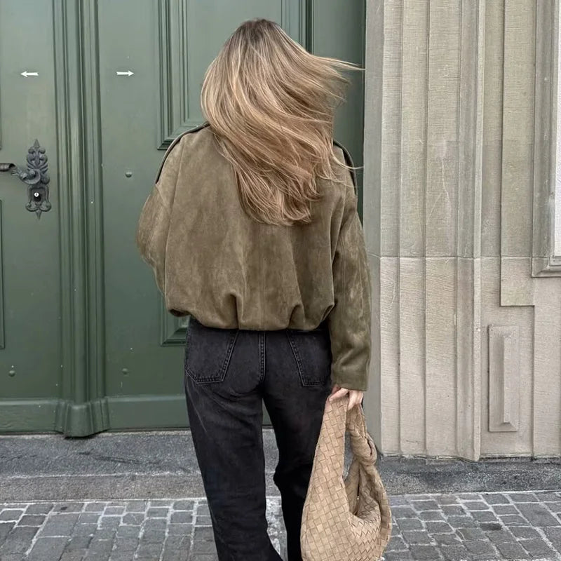 Casaco Bomber Mulher | Gola Virada, Mangas Compridas | Vintage