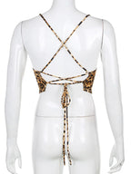 Top Cropped com Padrão Leopardo | Mulher, Sem Mangas, Costas Abertas