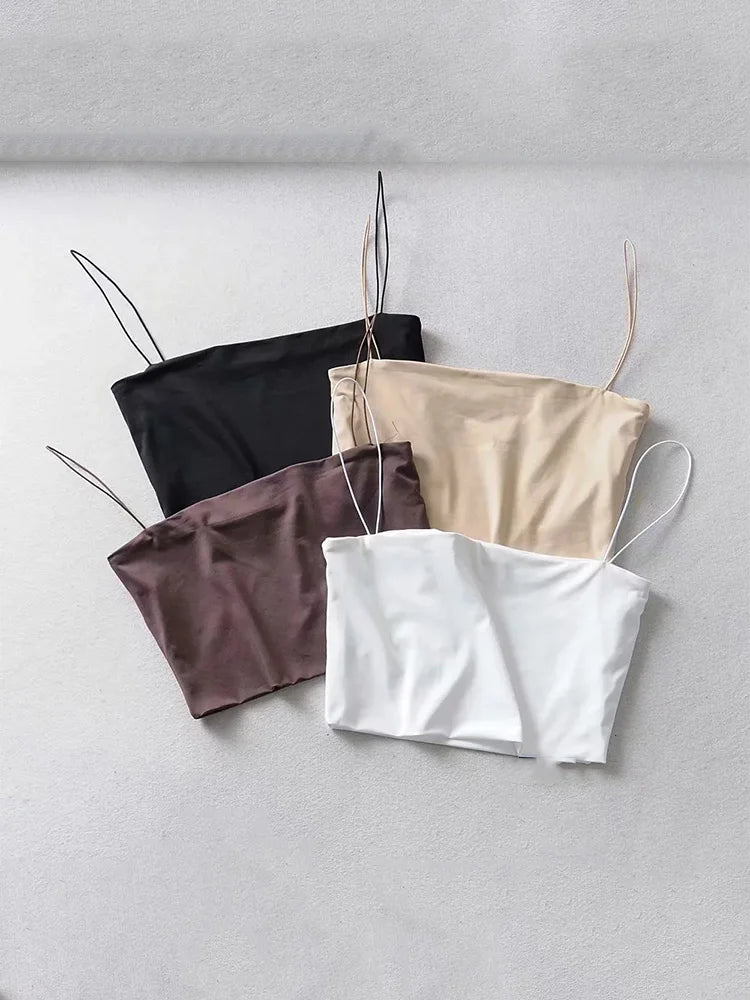 Blusa Curta Feminina | Regata Sem Mangas Elástica de Algodão