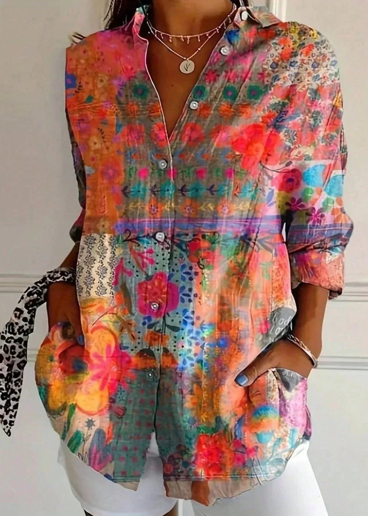 Calla | Blusa Feminina Algodão Estampada Botões