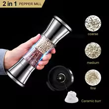 Juno | Moinho de Especiarias Duplo | Inox Manual para Sal e Pimenta | 2 em 1