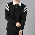 Polo Manga Longa com Zíper Color Block