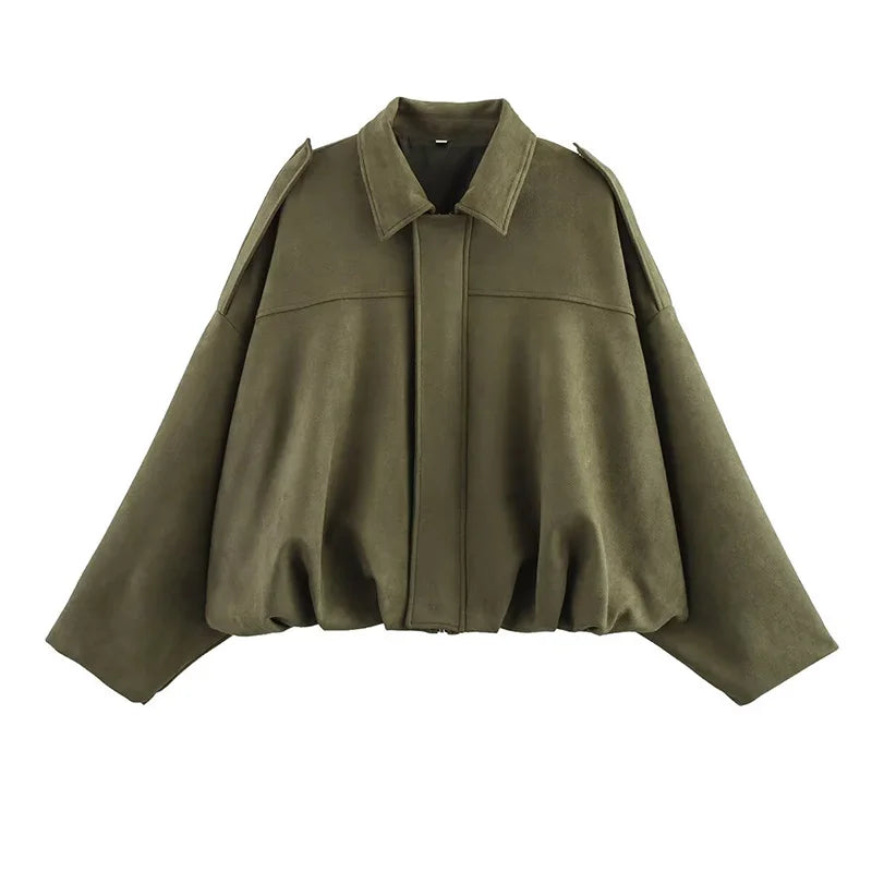 Casaco Bomber Mulher | Gola Virada, Mangas Compridas | Vintage