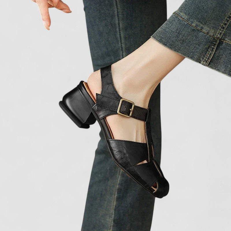 Anouk | Sapatos Mary Jane Femininos Salto Bloco Bico Quadrado Ortopédico