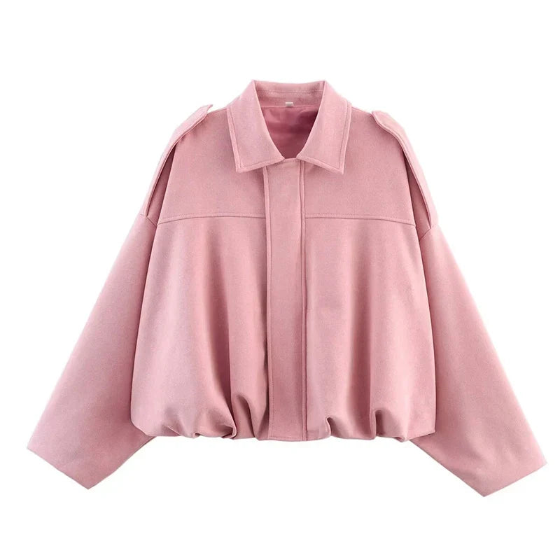 Casaco Bomber Mulher | Gola Virada, Mangas Compridas | Vintage