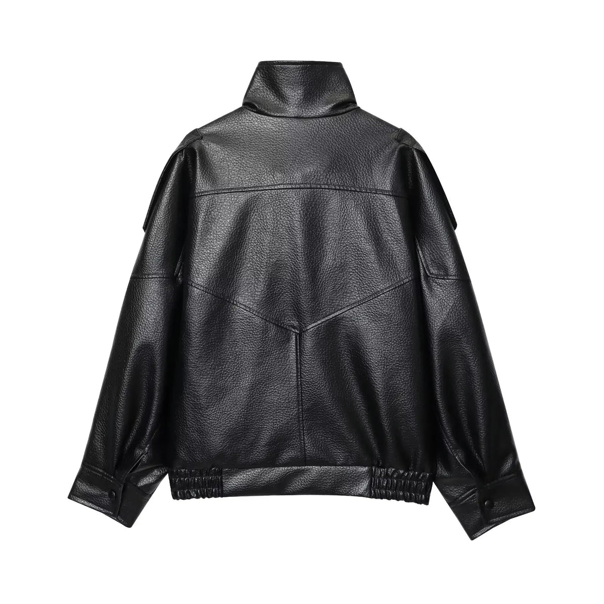 Jaqueta Feminina | Couro Sintético Preto, Oversized Streetwear