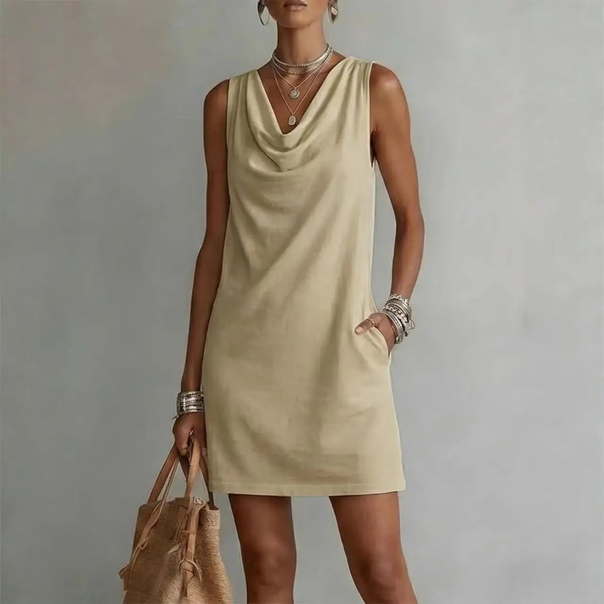 Ottoline | Vestido Mini Feminino Decote Drapeado
