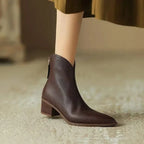 Vianne | Botas Femininas Couro Vegano Bico Fino Tornozelo