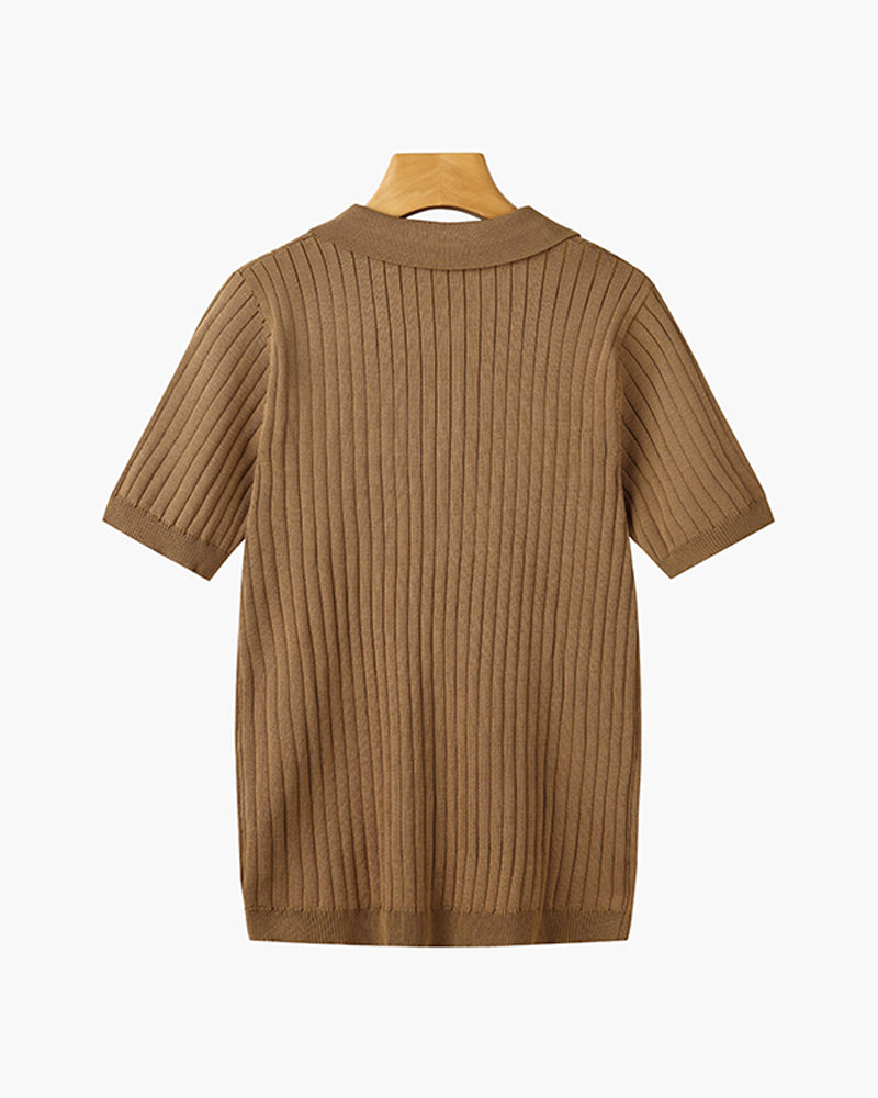 Homem Polo Tricot Algodão Canelado