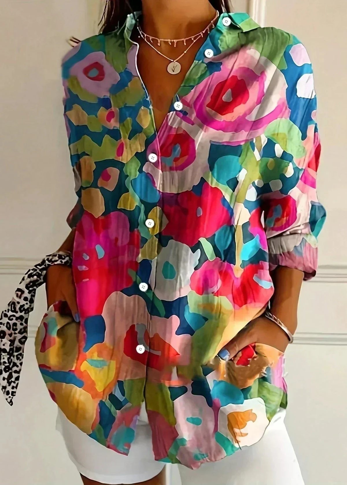 Calla | Blusa Feminina Algodão Estampada Botões
