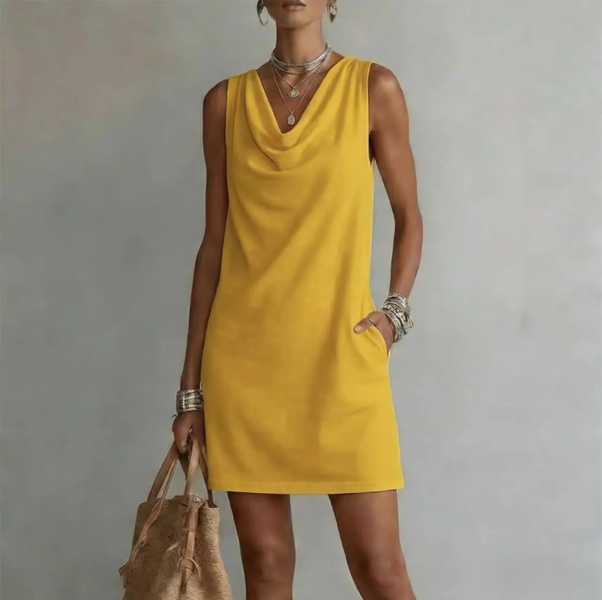 Ottoline | Vestido Mini Feminino Decote Drapeado