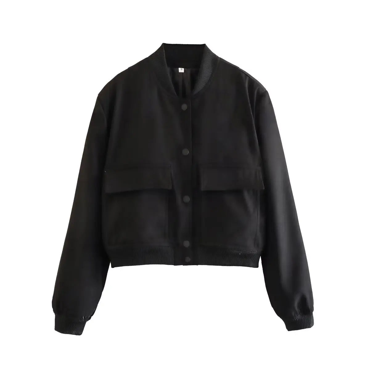 Jaqueta Bomber Feminina | Decote em V, Mangas Longas | Bolsos Práticos