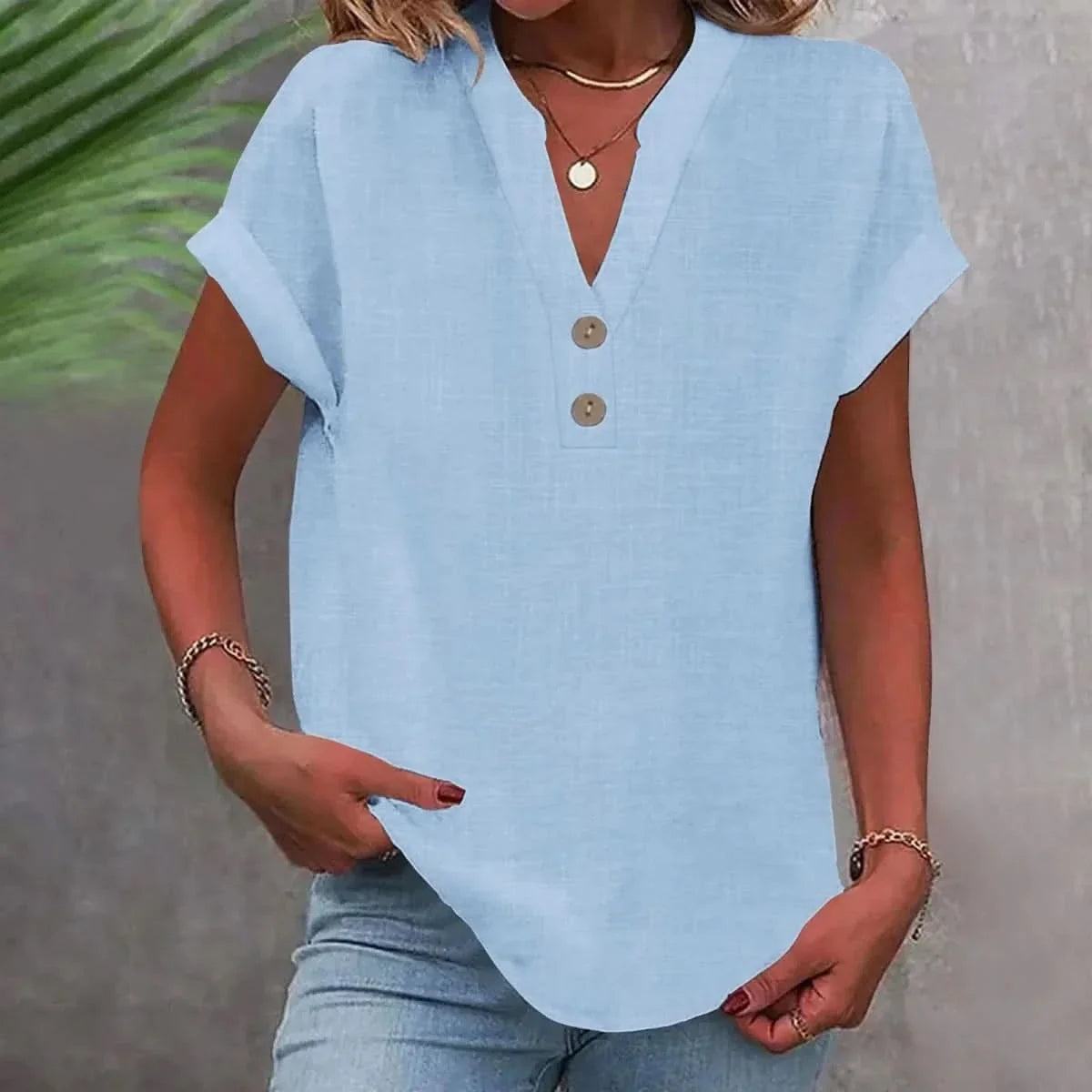Ottoline | Mulher Camisa Linho Decote V